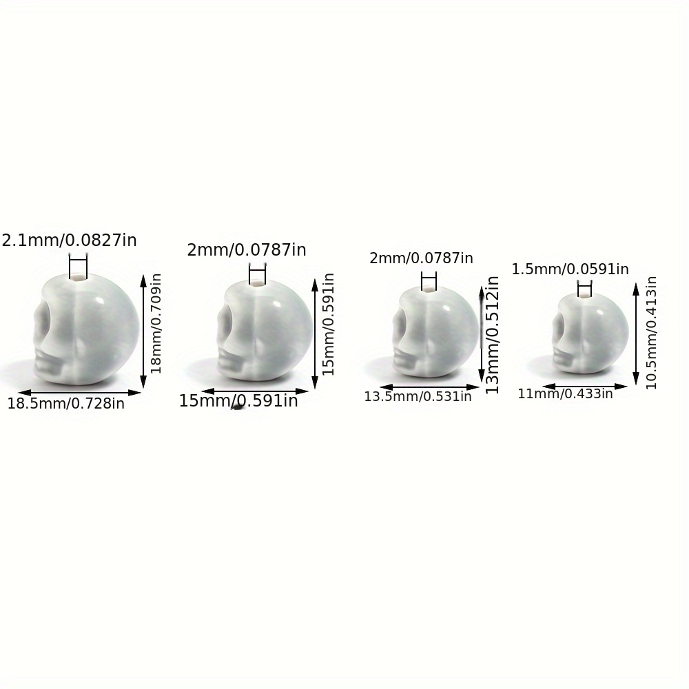 5 Ceramic Skull-Shape Mixed Colour Loose Beads